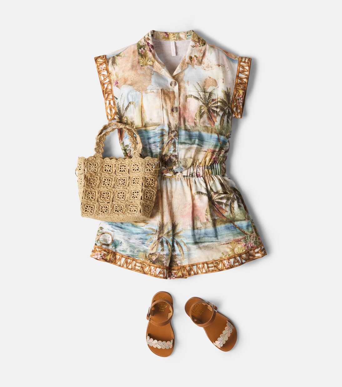 Mahon printed cotton romper | Zimmermann Kids