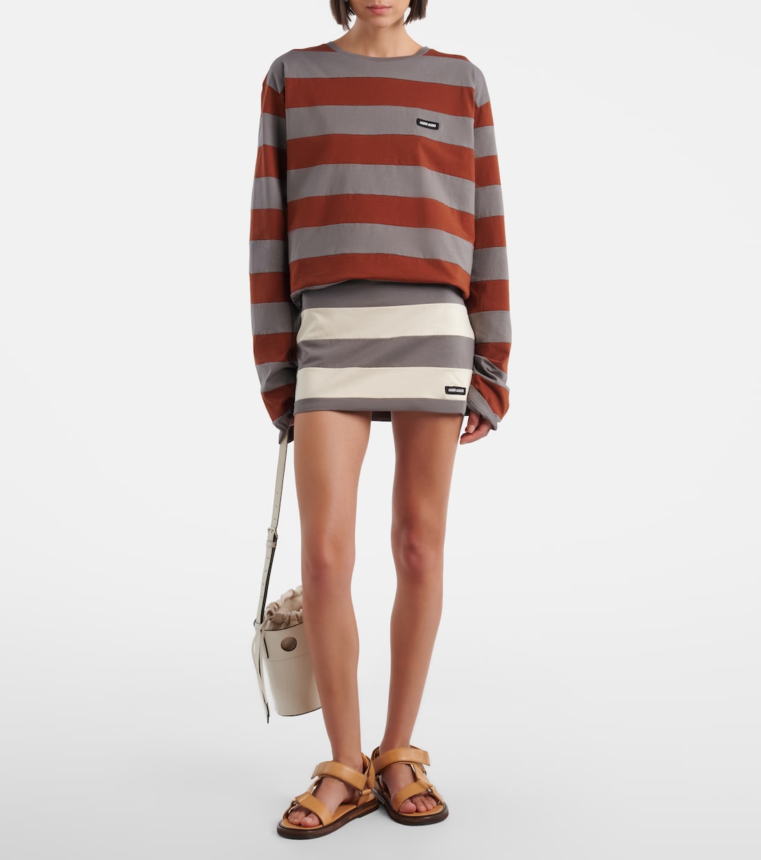 Striped cotton jersey miniskirt | Miu Miu