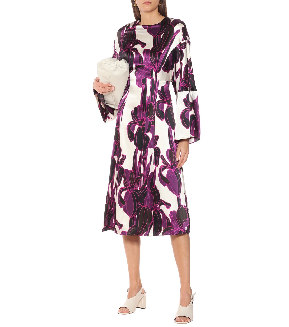 Robe midi en soie à fleurs | Dries Van Noten