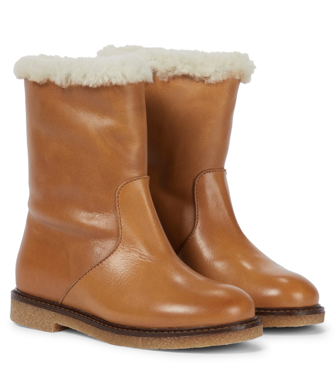 Shearling-trimmed leather boots | Bonpoint