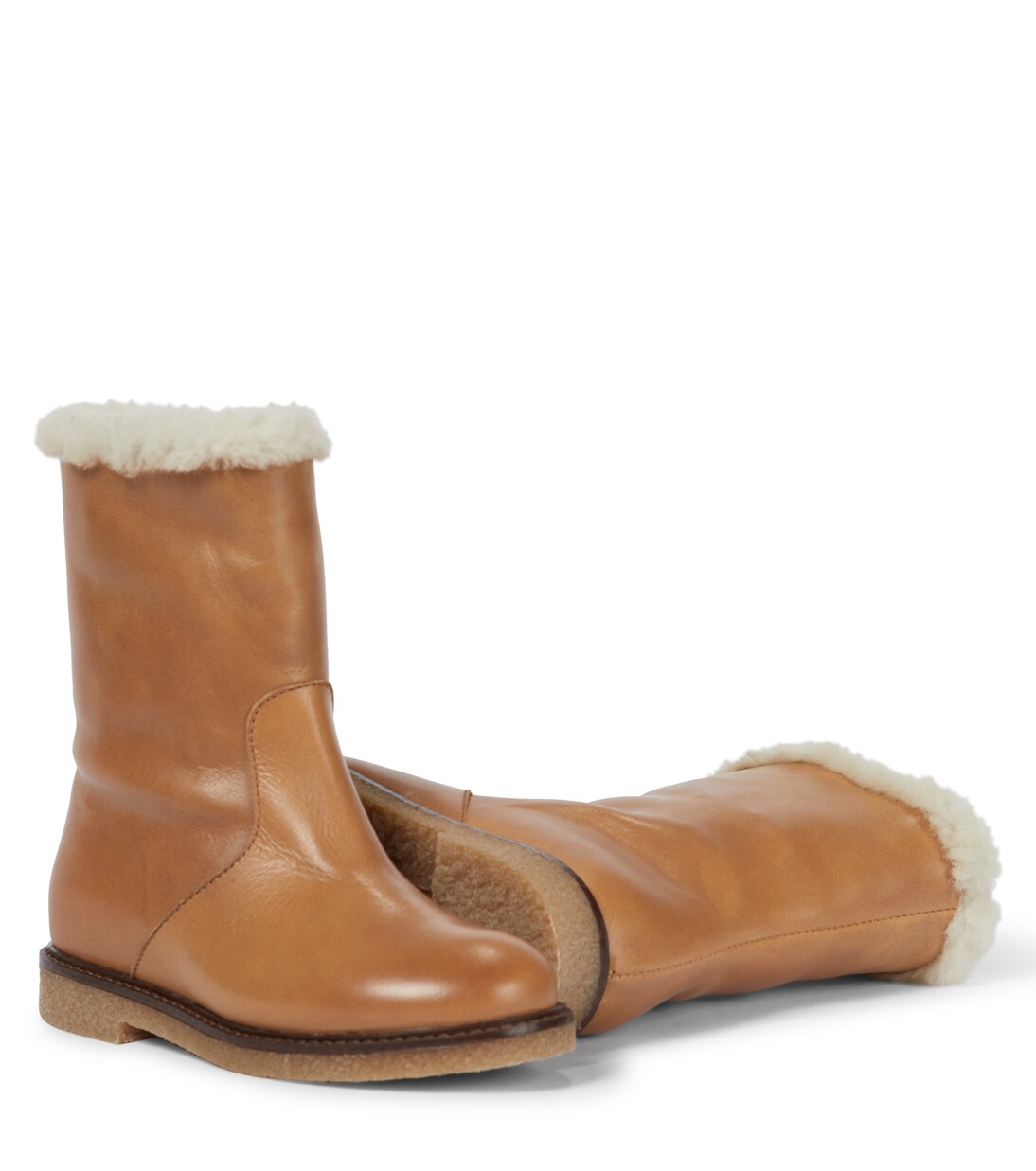 Shearling-trimmed leather boots | Bonpoint