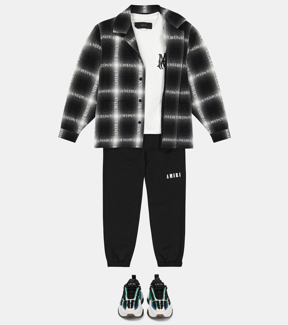 Bone suede-trimmed sneakers | Amiri Kids