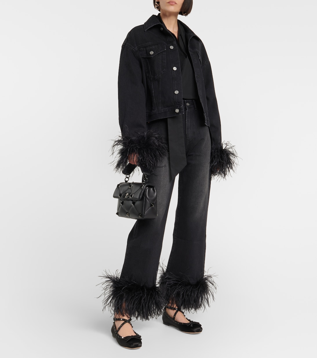 Ballerinas Rockstud aus Satin | Valentino Garavani