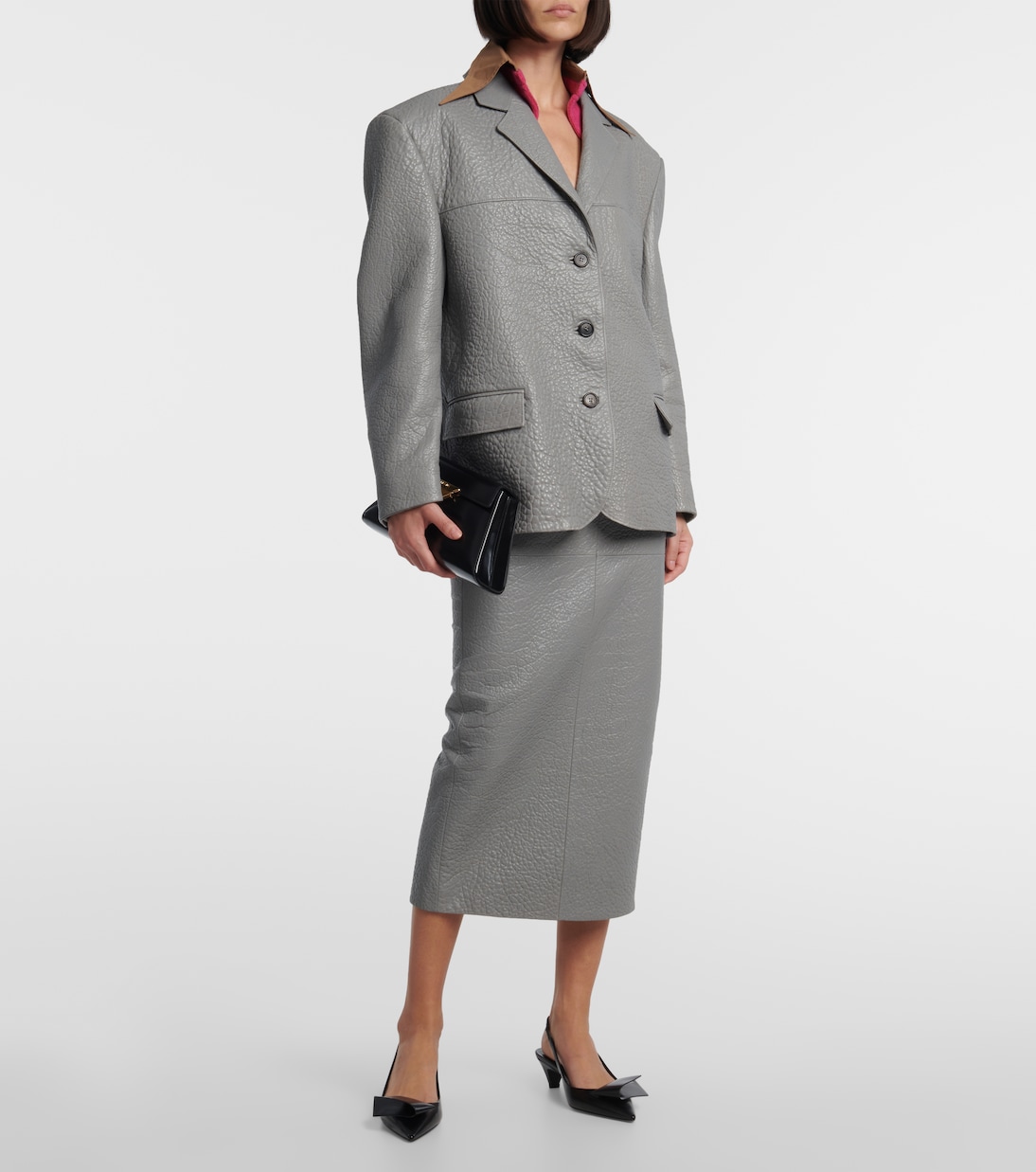 Falda tubo de piel de tiro alto | Prada