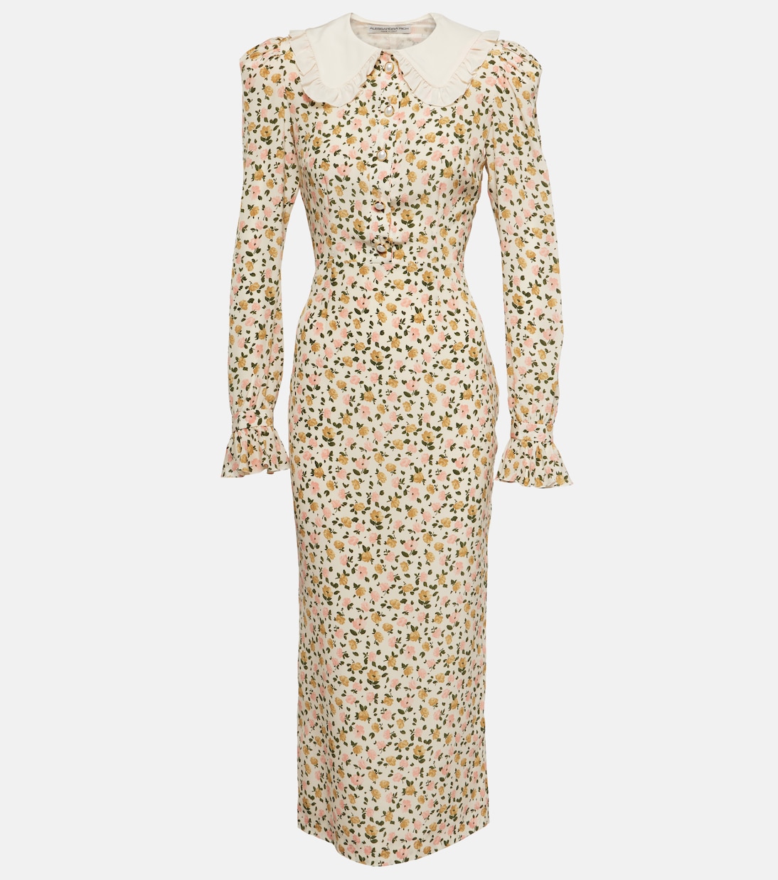 Robe midi en soie à fleurs | Alessandra Rich