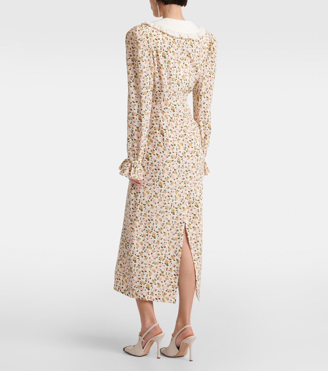 Robe midi en soie à fleurs | Alessandra Rich