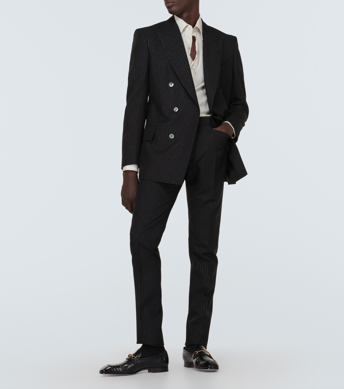 Atticus striped mohair-blend jacquard slim pants | Tom Ford