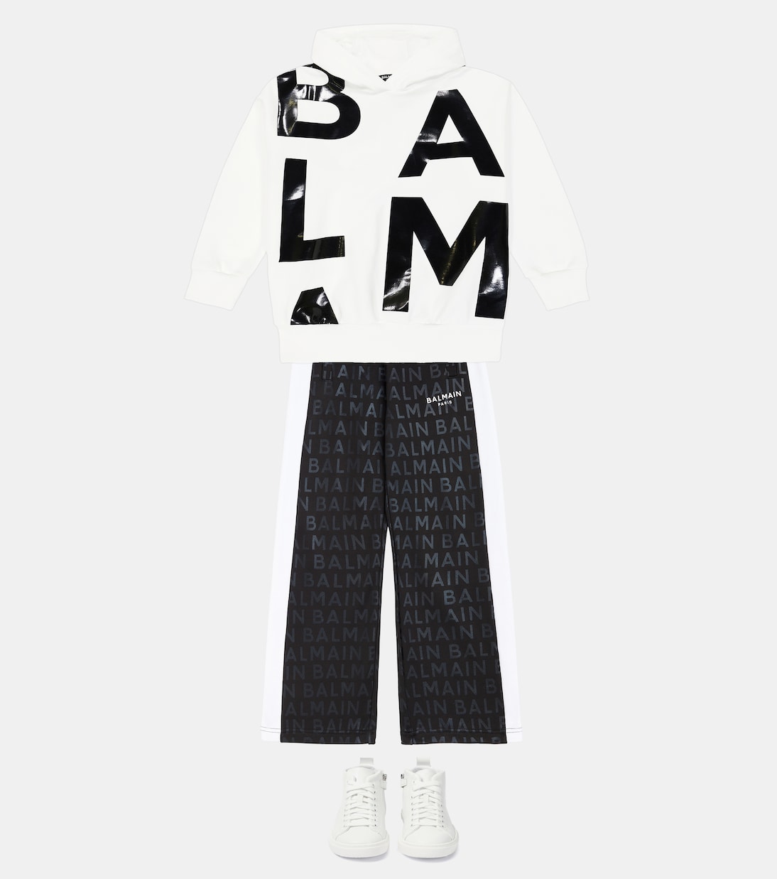 Sweat-shirt à capuche en coton à logo | Balmain Kids