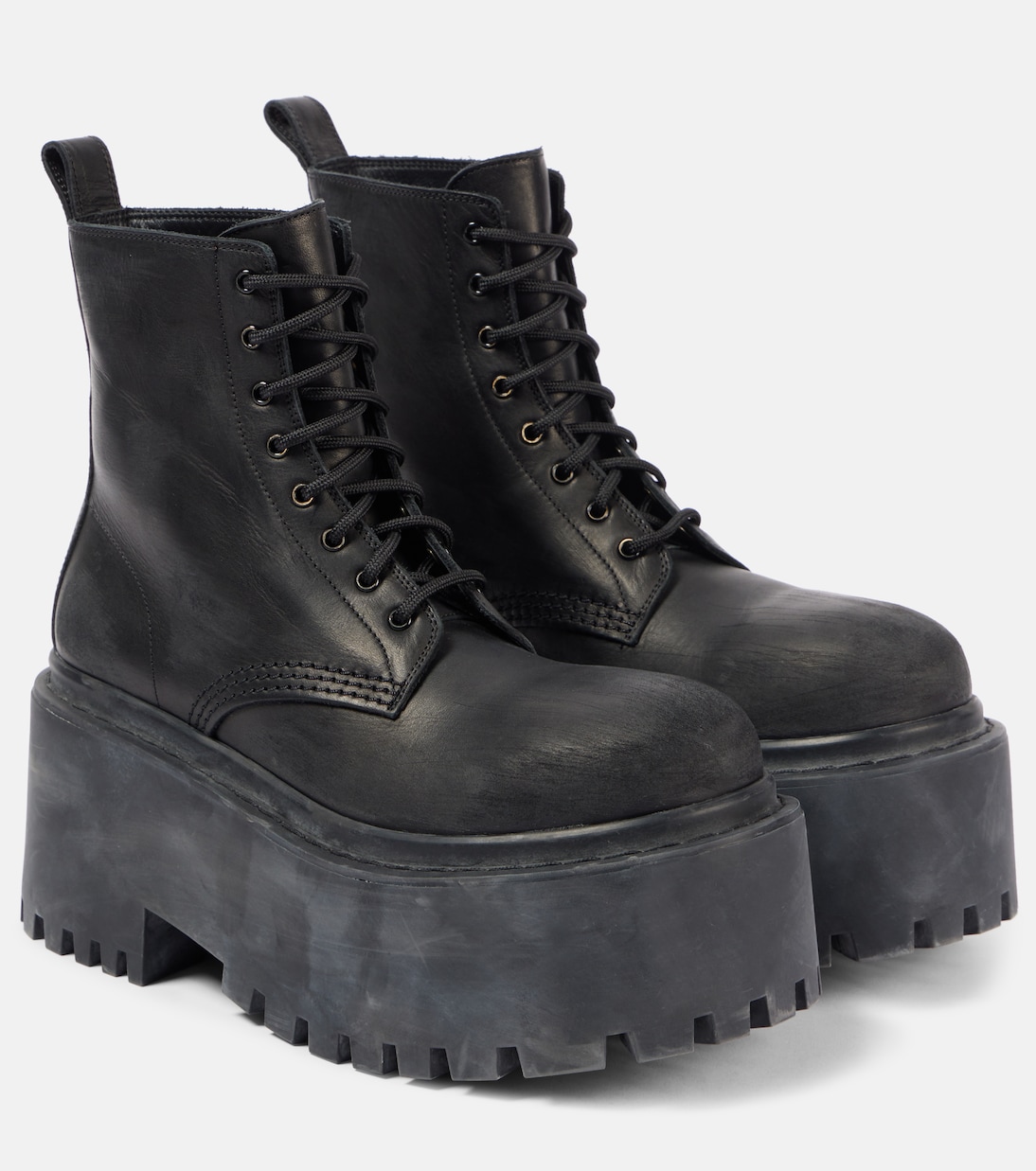 Strike leather platform combat boots | Balenciaga