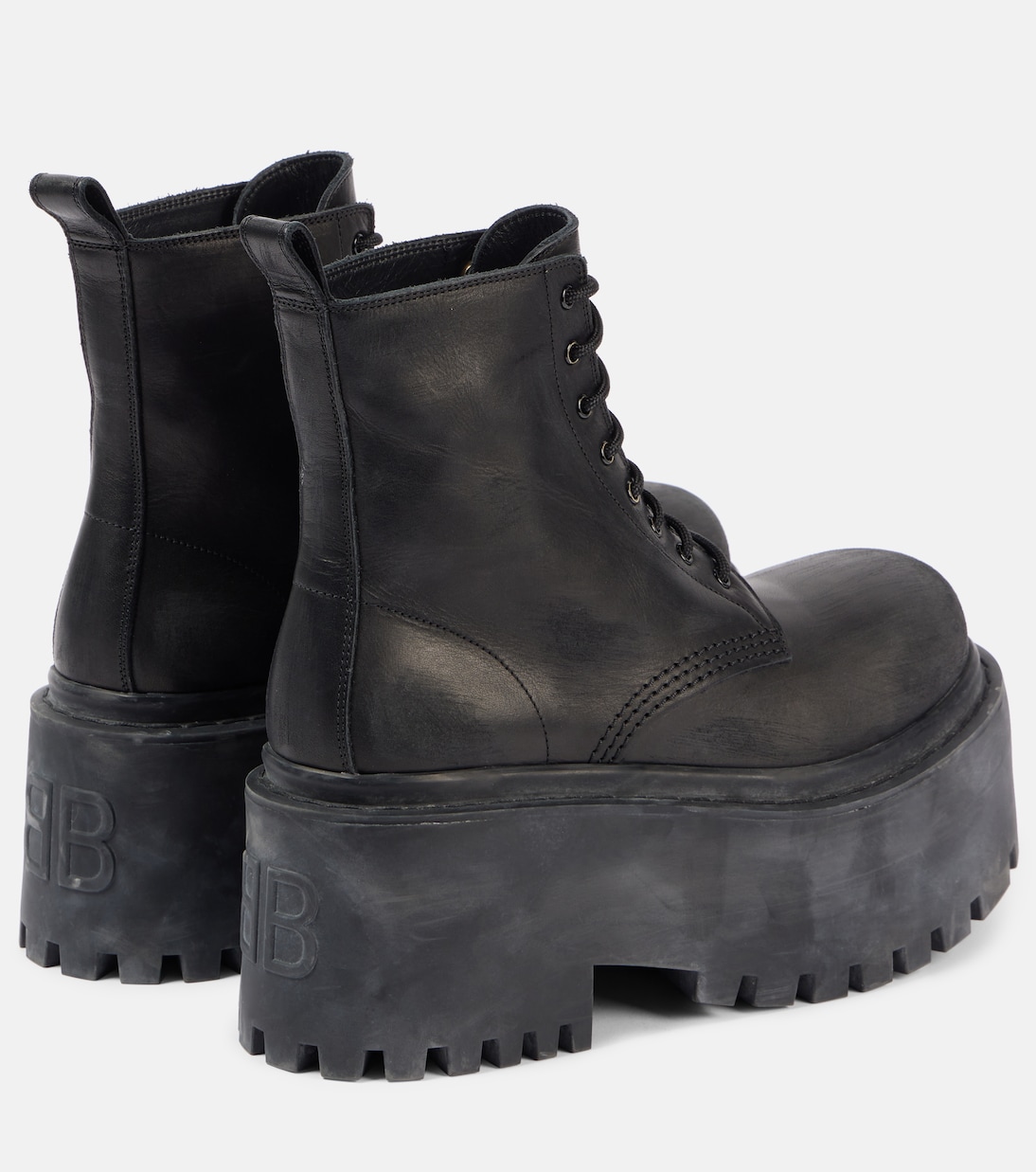 Strike leather platform combat boots | Balenciaga