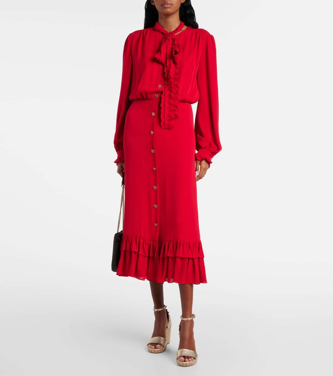 Wedge-Sandalen Rockstud 105 aus Metallic-Leder | Valentino Garavani