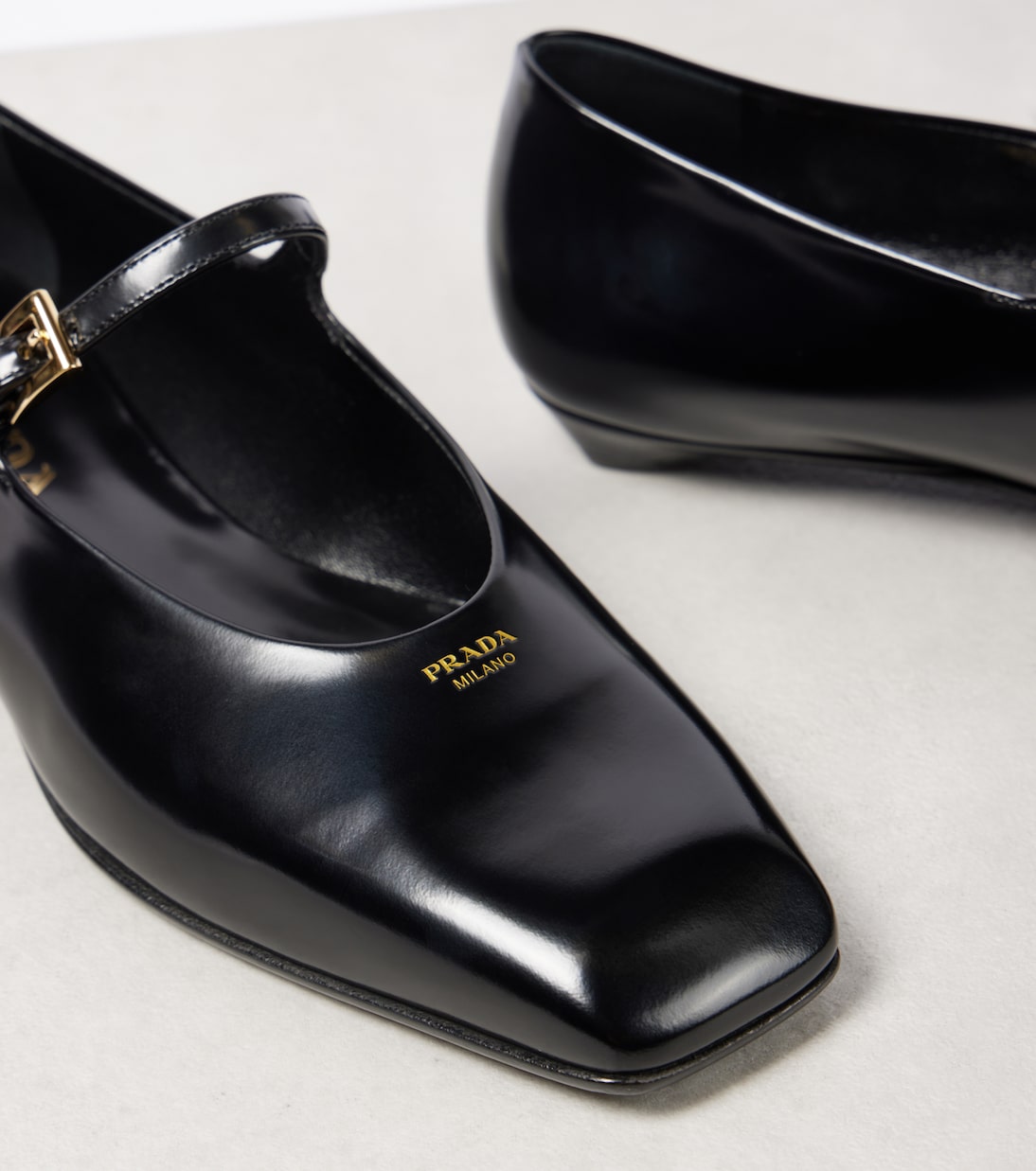 Brushed leather Mary Jane flats | Prada