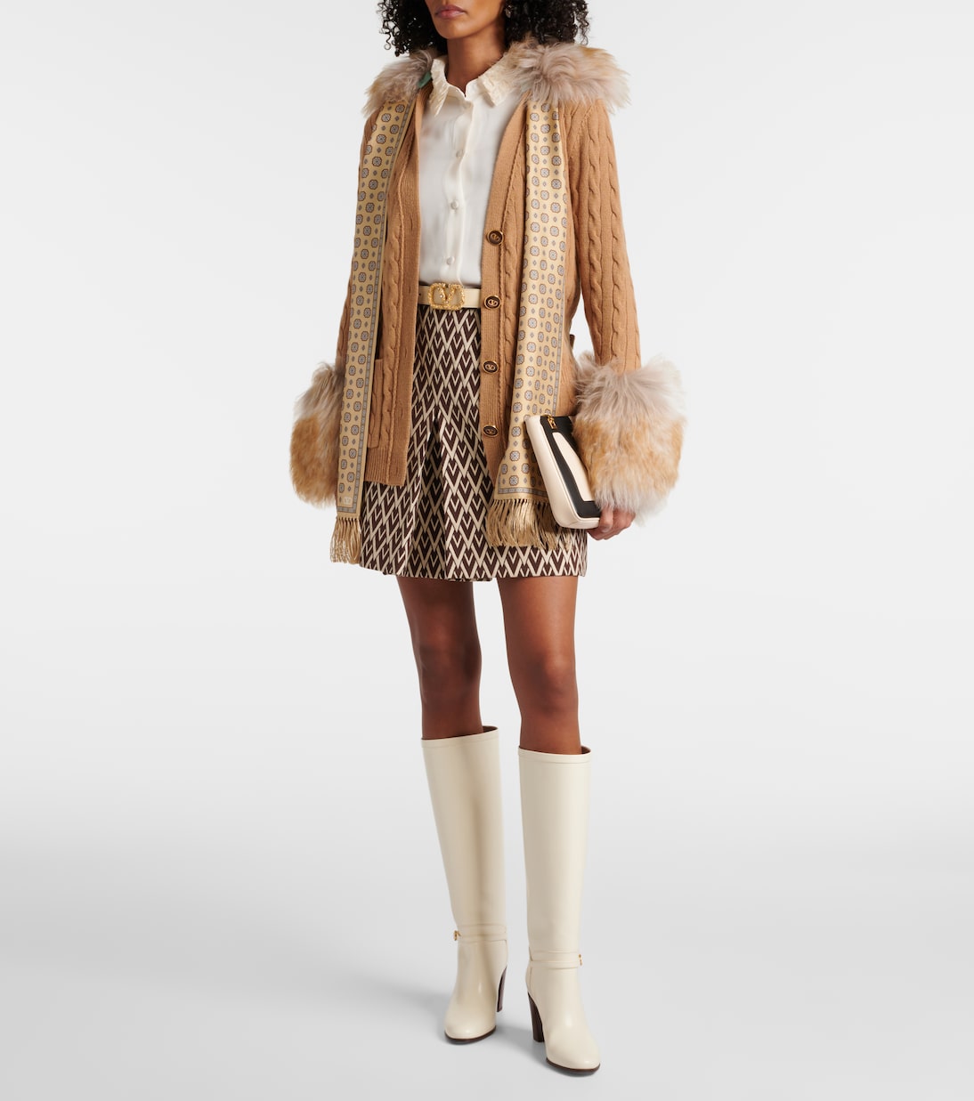 Cárdigan de cachemir con borrego | Valentino