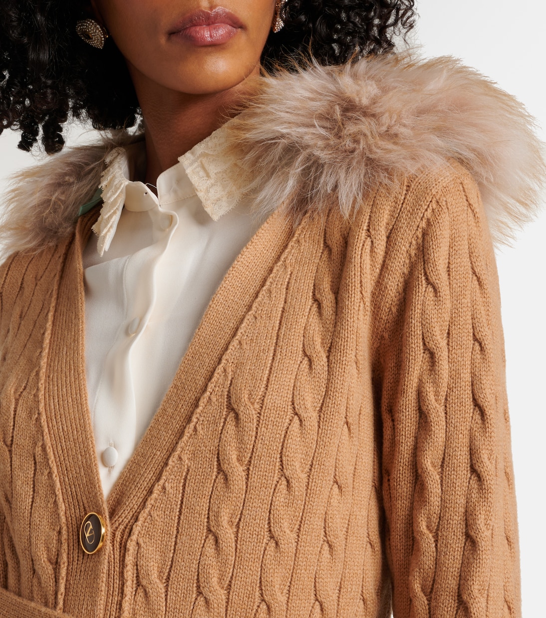 Cárdigan de cachemir con borrego | Valentino