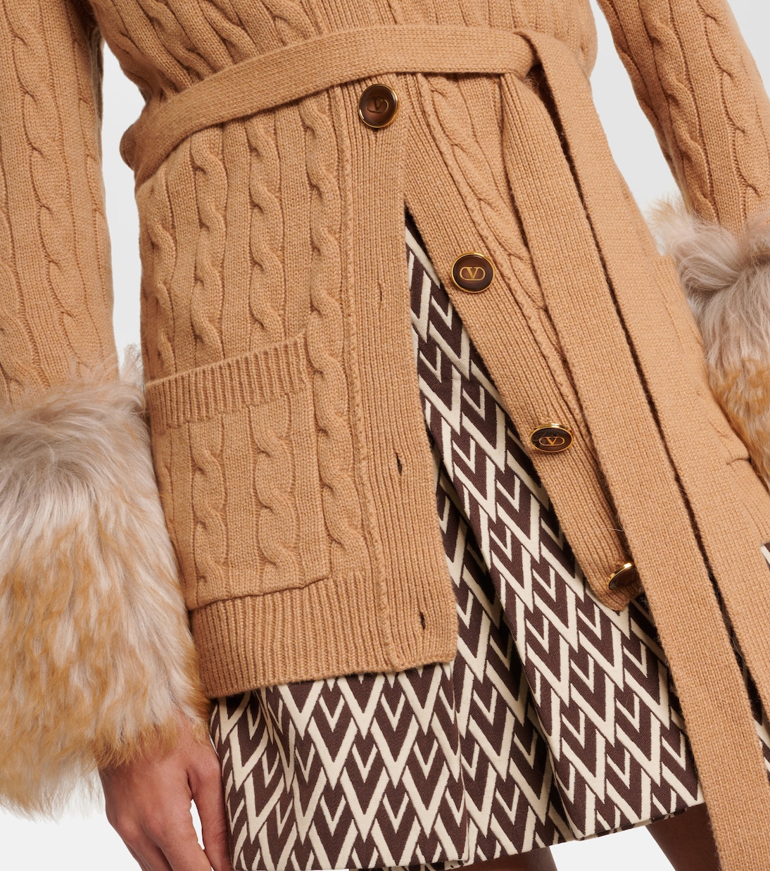 Cárdigan de cachemir con borrego | Valentino