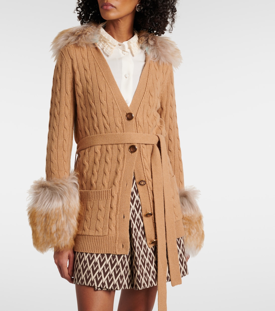 Cárdigan de cachemir con borrego | Valentino