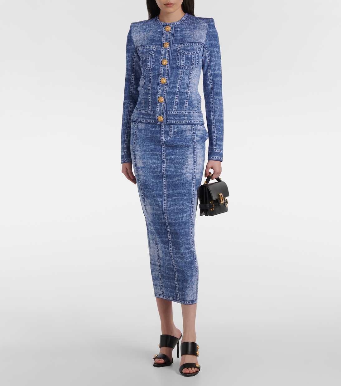 Bedruckter Midirock aus Strick | Balmain