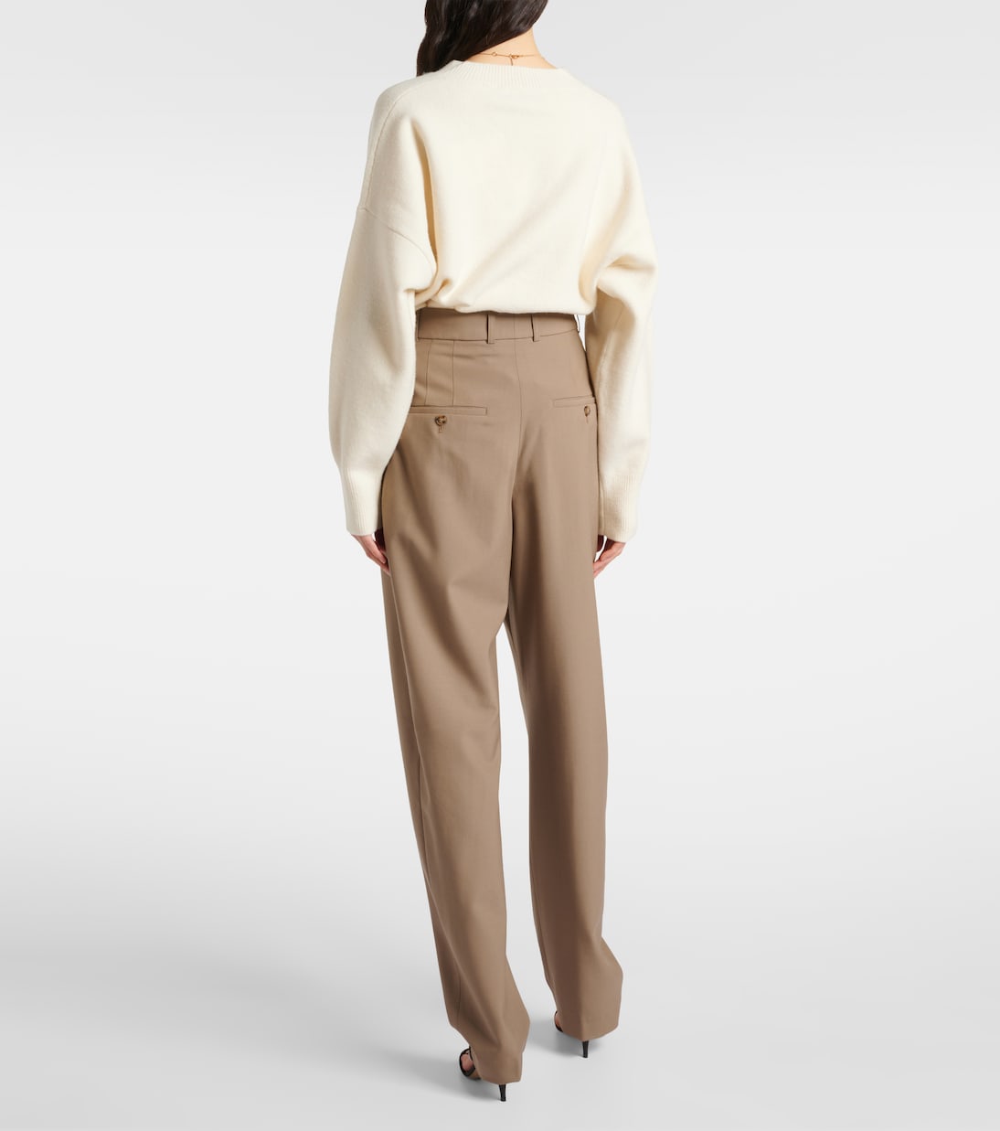 Pantalones barrel de lana virgen de tiro alto | Róhe