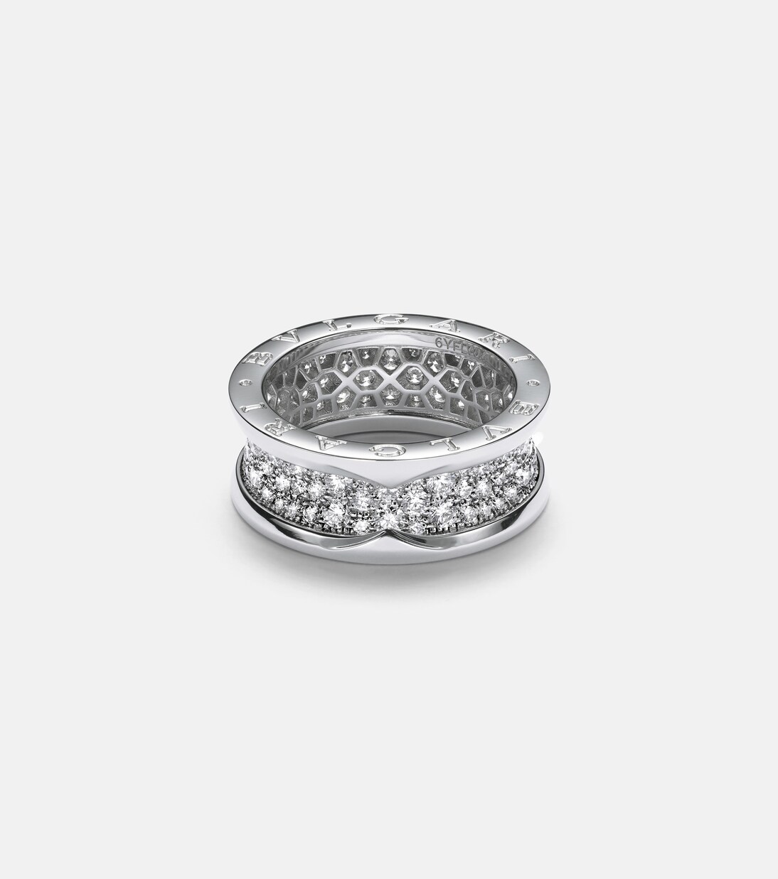 B.Zero1 18kt white gold ring with diamonds | Bvlgari