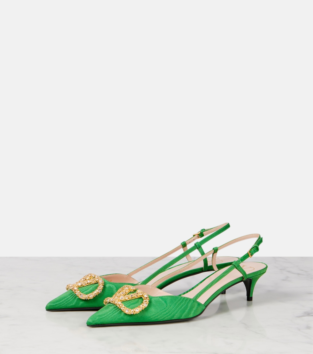 Slingback-Pumps VLogo Signature 40 aus Satin | Valentino Garavani