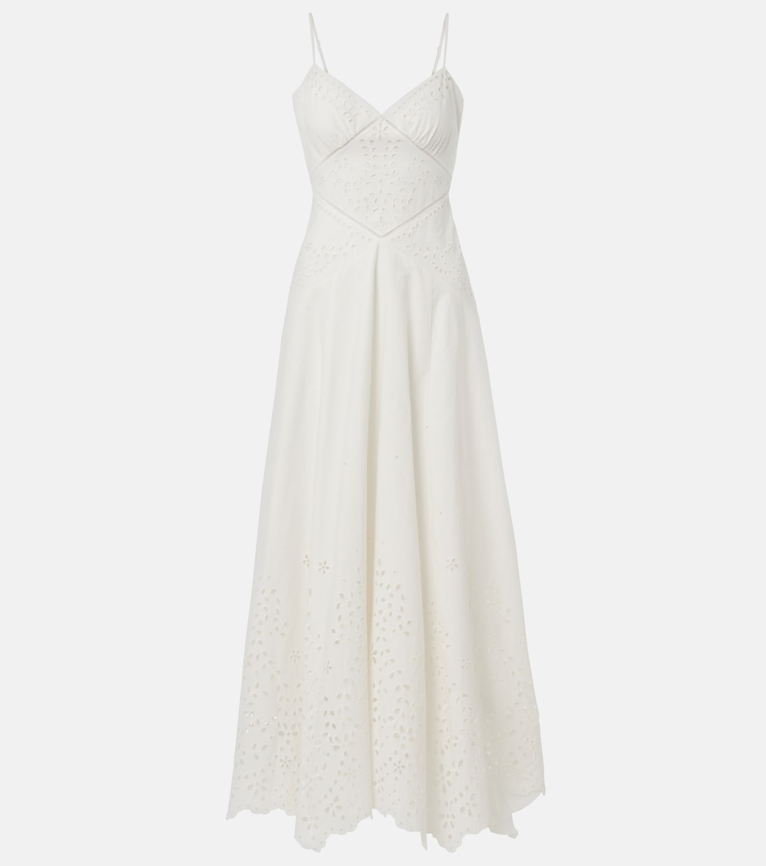 Robe longue en coton à broderies anglaises | Self-Portrait