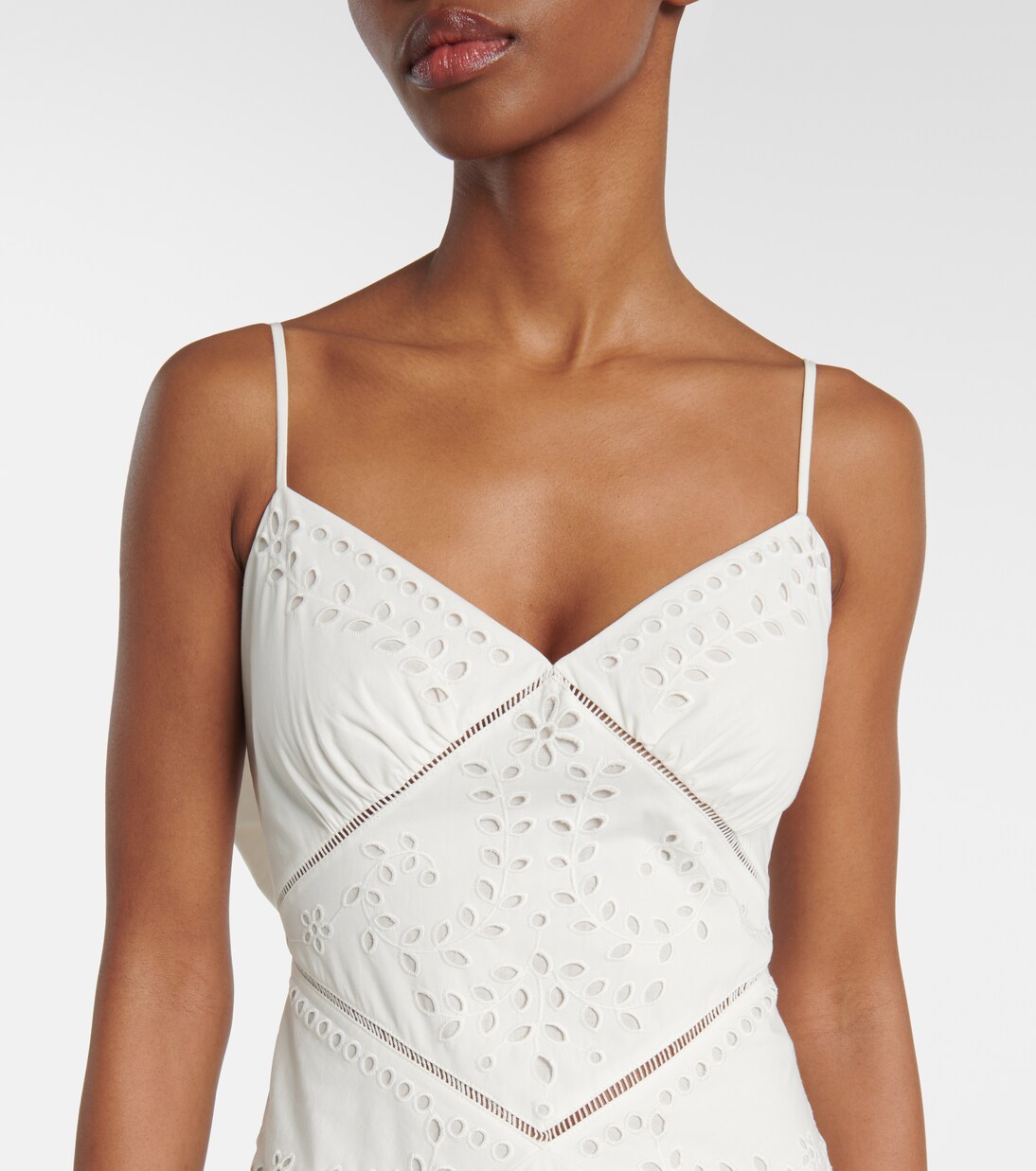 Robe longue en coton à broderies anglaises | Self-Portrait