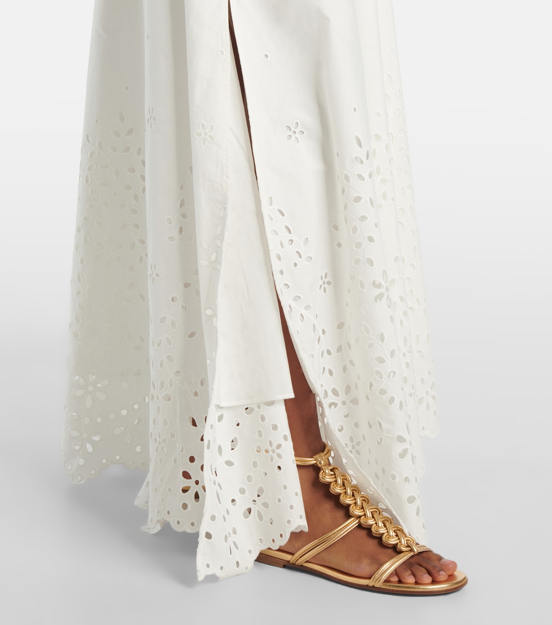 Robe longue en coton à broderies anglaises | Self-Portrait