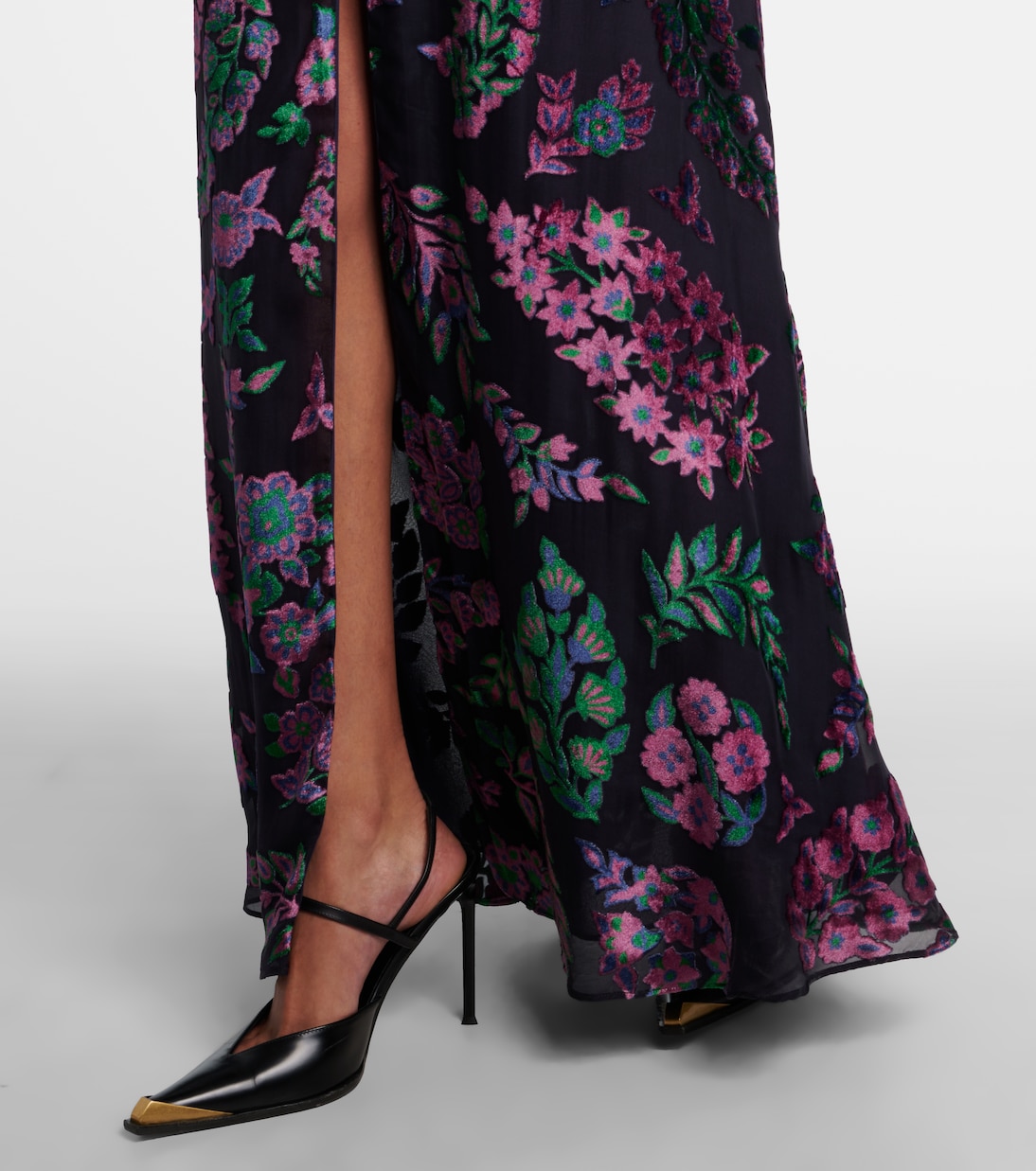 Abito lungo trasparente con ricamo | Etro