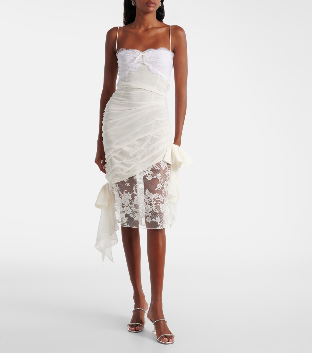 Miniabito in georgette di seta con pizzo | Alessandra Rich