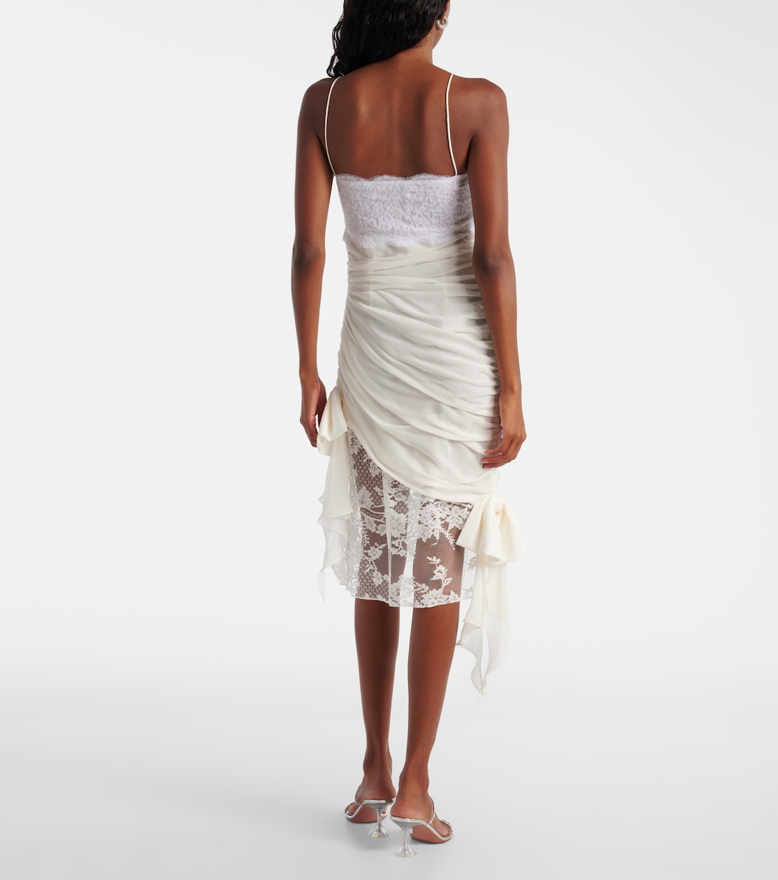 Miniabito in georgette di seta con pizzo | Alessandra Rich