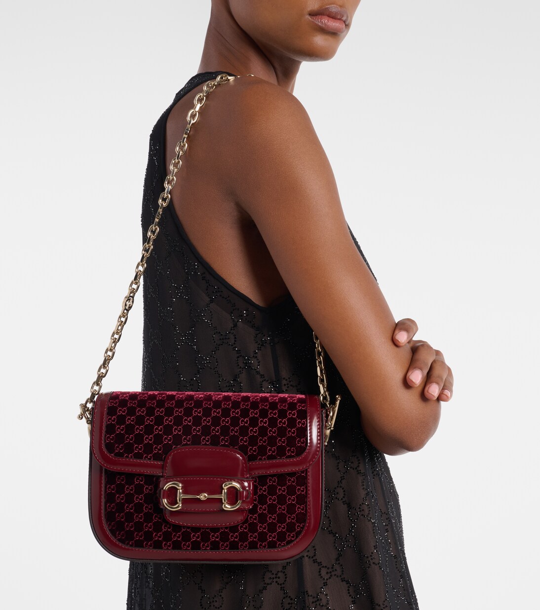 Gucci Horsebit 1955 Small velvet shoulder bag | Gucci