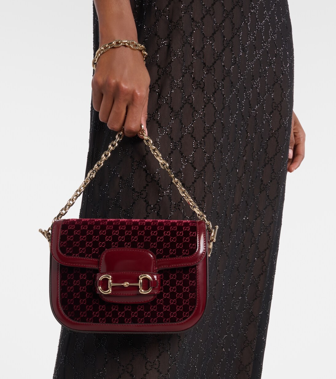 Gucci Horsebit 1955 Small velvet shoulder bag | Gucci