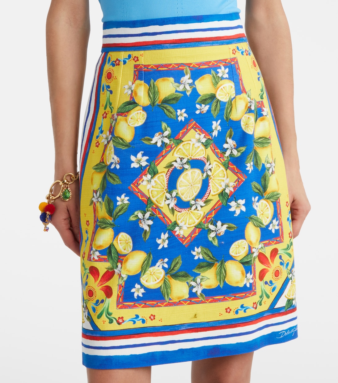 Falda corta en mezcla de algodón estampada | Dolce&Gabbana