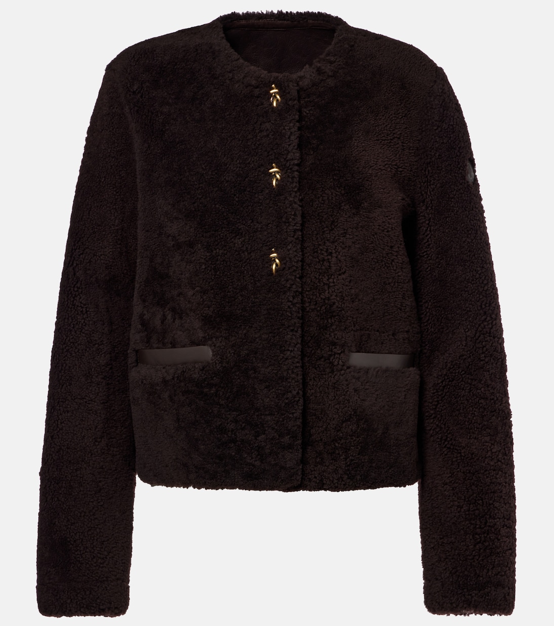 Cropped leather-trimmed down jacket | Moncler