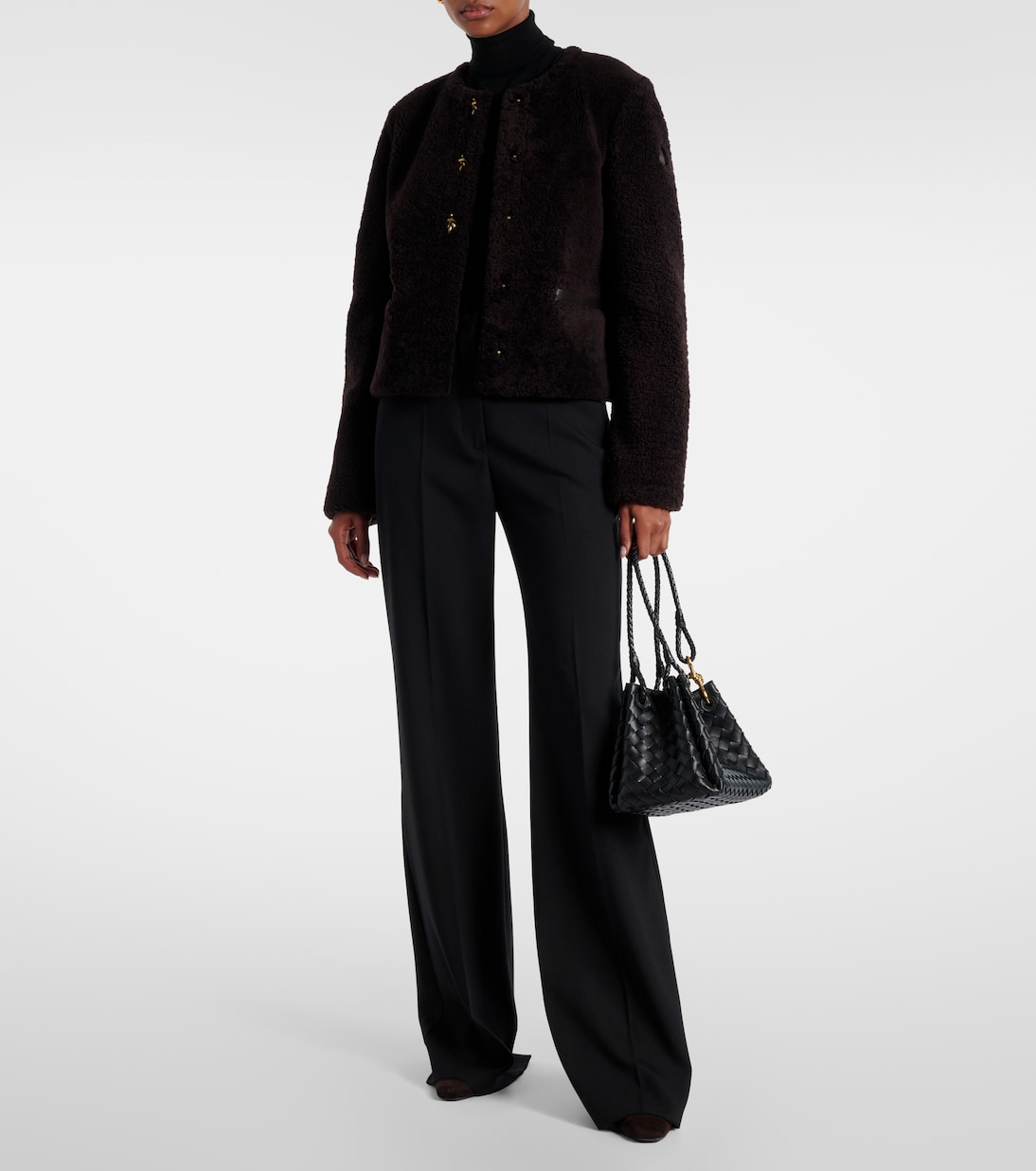 Cropped leather-trimmed down jacket | Moncler