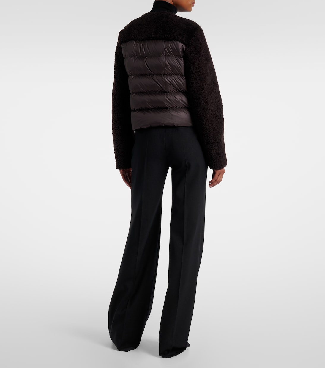 Cropped leather-trimmed down jacket | Moncler