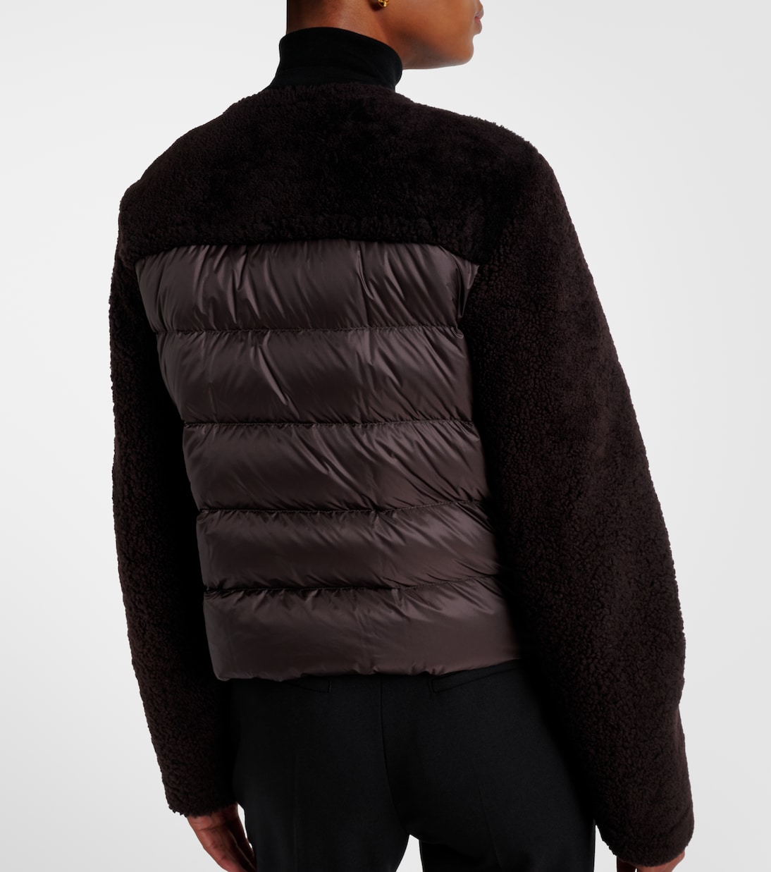 Cropped leather-trimmed down jacket | Moncler