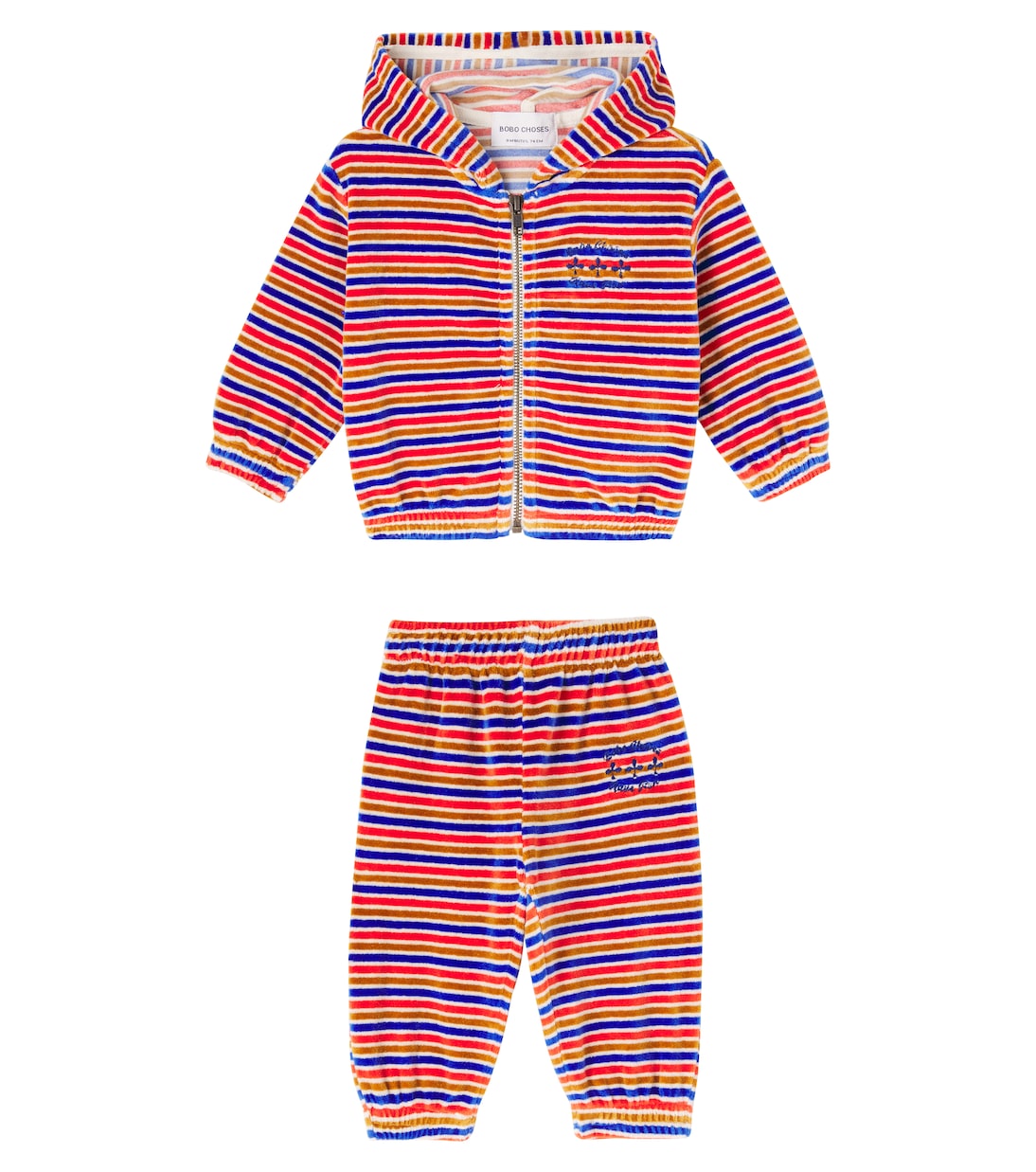 Baby striped velvet hoodie and sweatpants set | Bobo Choses