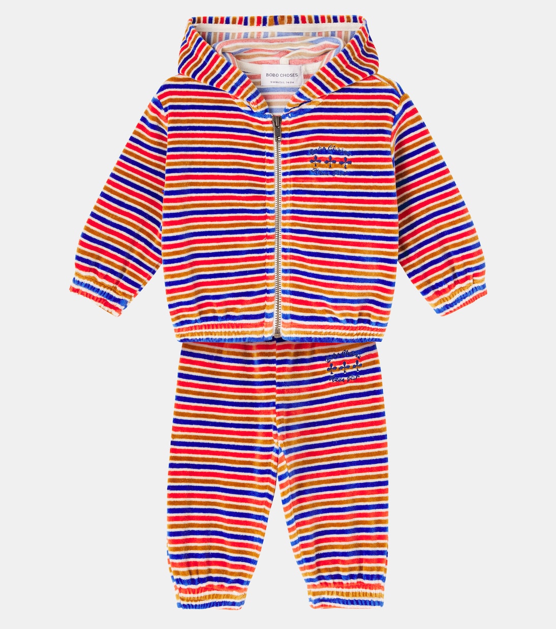 Baby striped velvet hoodie and sweatpants set | Bobo Choses