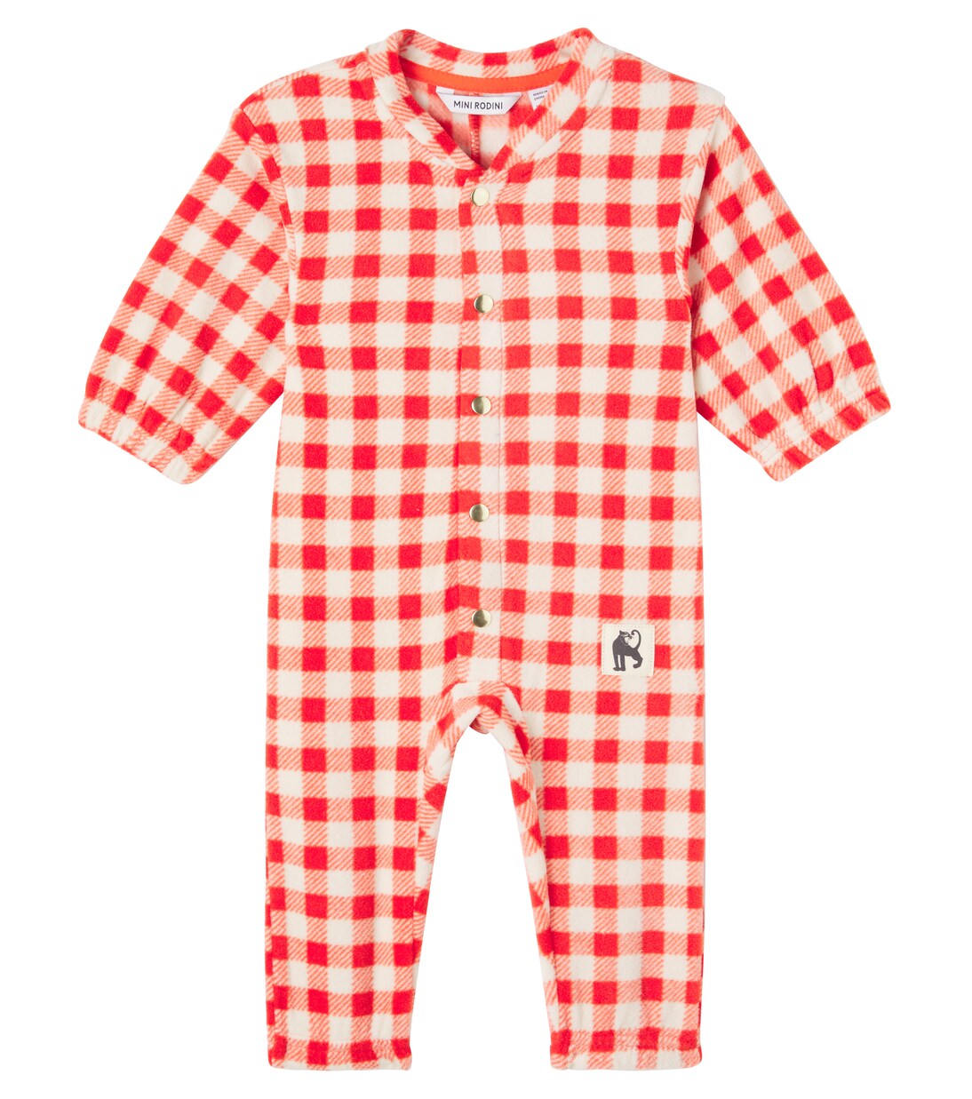 Baby gingham fleece onesie | Mini Rodini