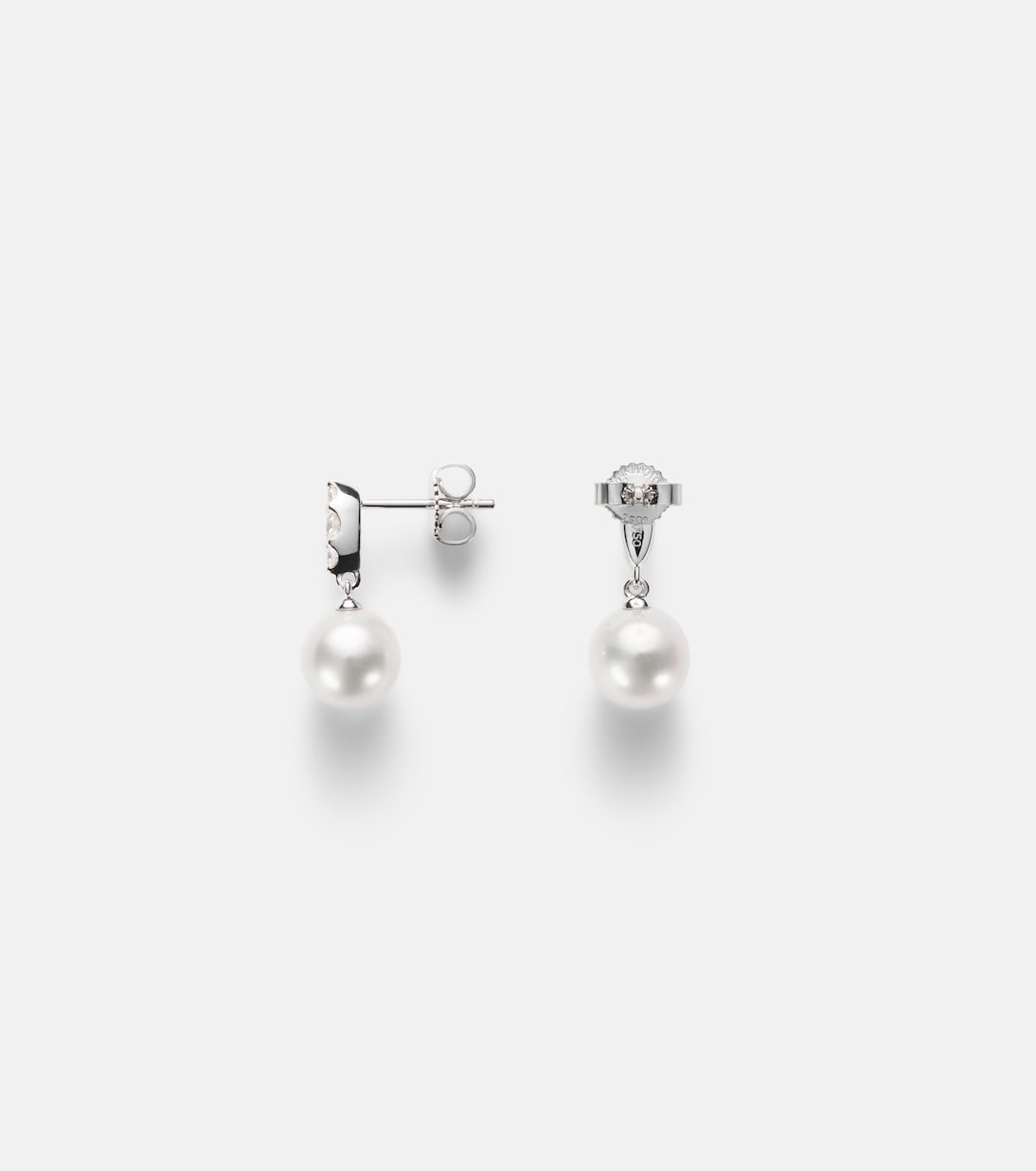 18kt white gold drop earrings with Akoya pearls and diamonds | Mikimoto