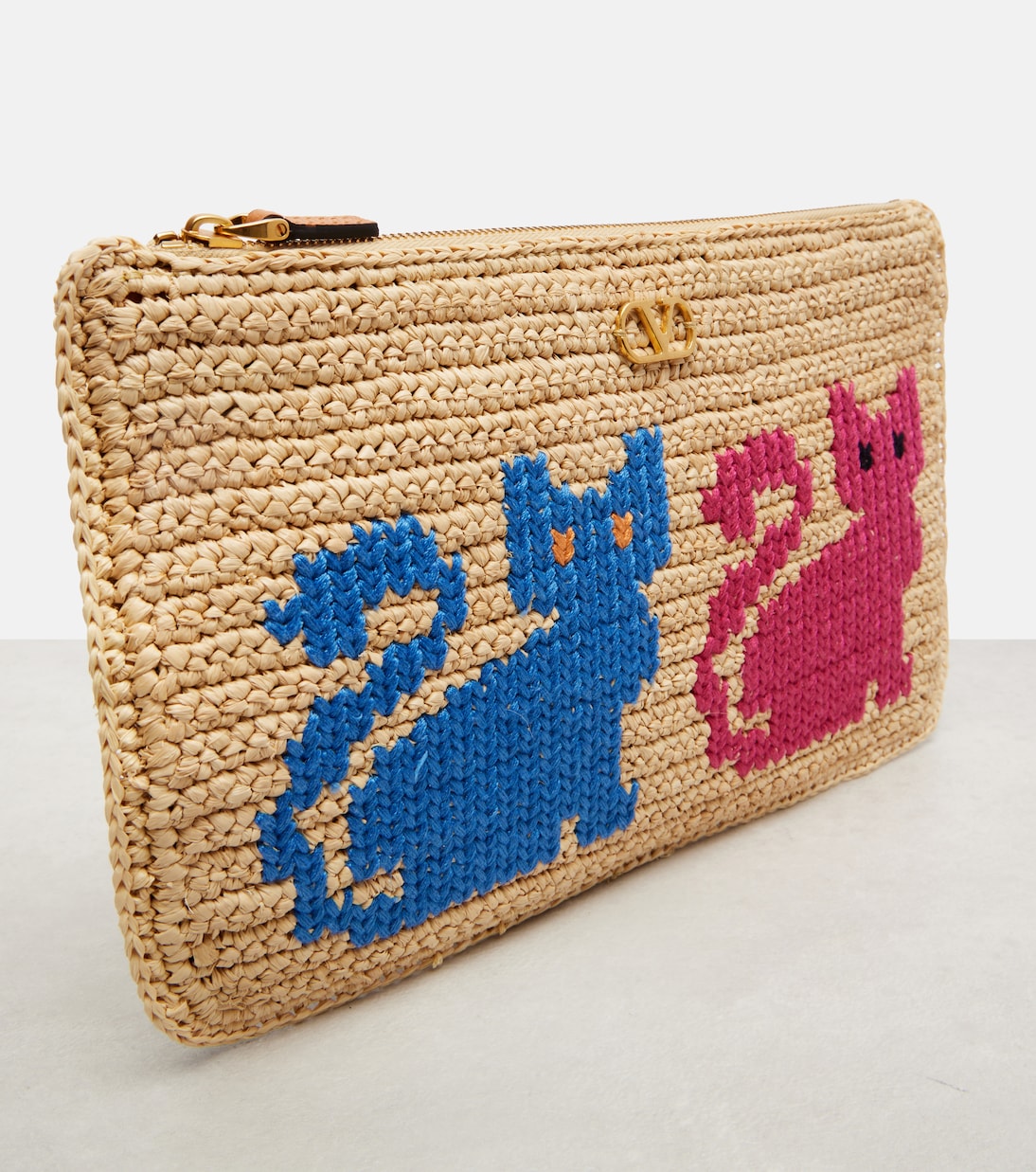 Clutch VLogo aus Raffiabast | Valentino Garavani