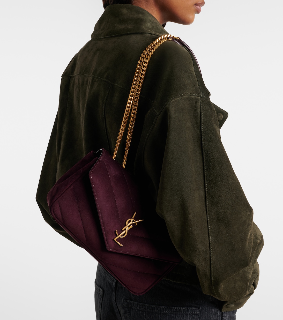 Schultertasche Loulou Small aus Veloursleder | Saint Laurent