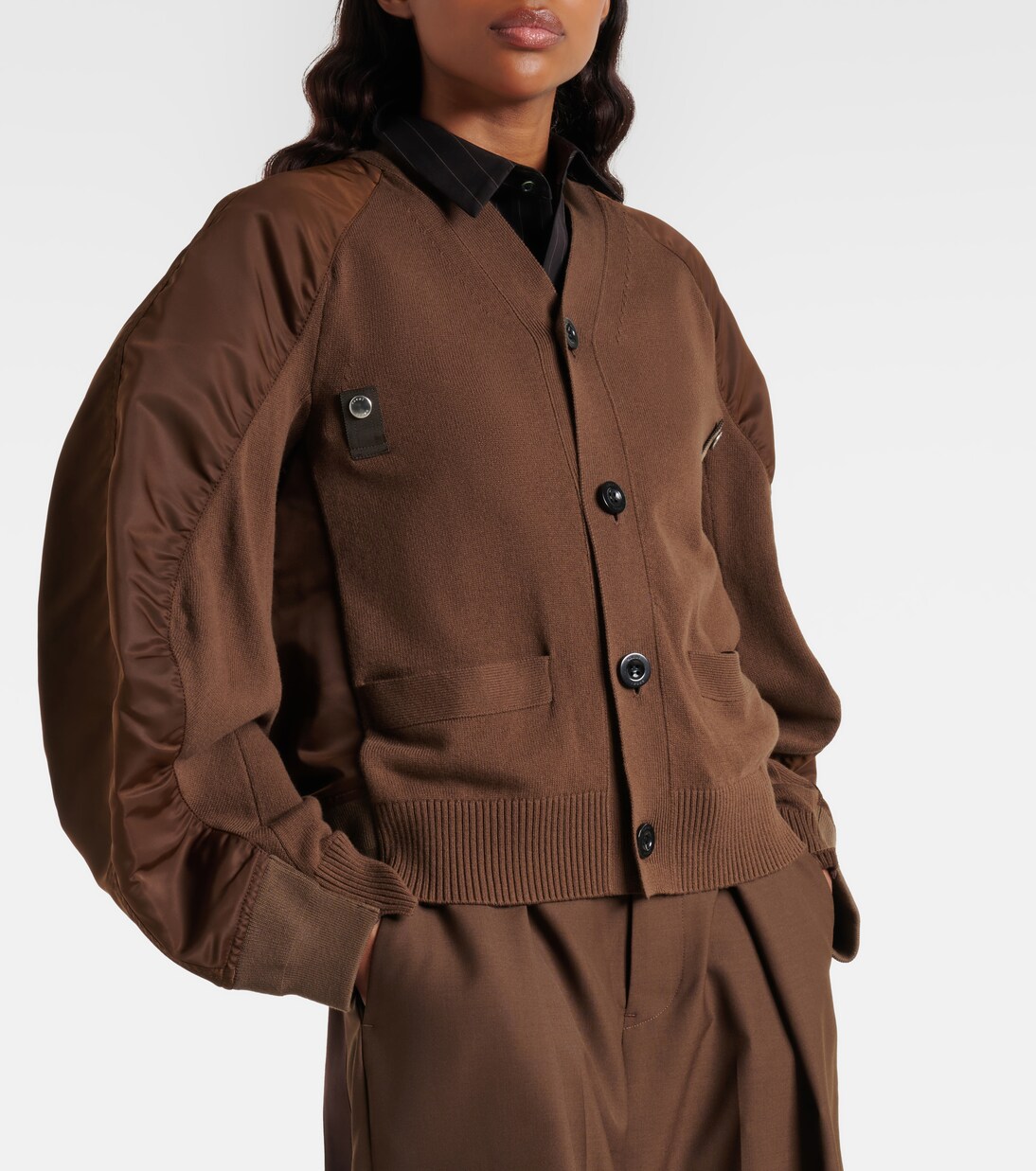Cotton-blend and twill cardigan | Sacai