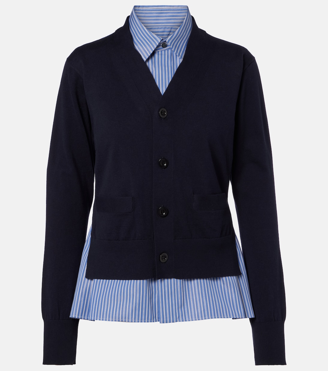 Layered striped cotton cardigan | Sacai