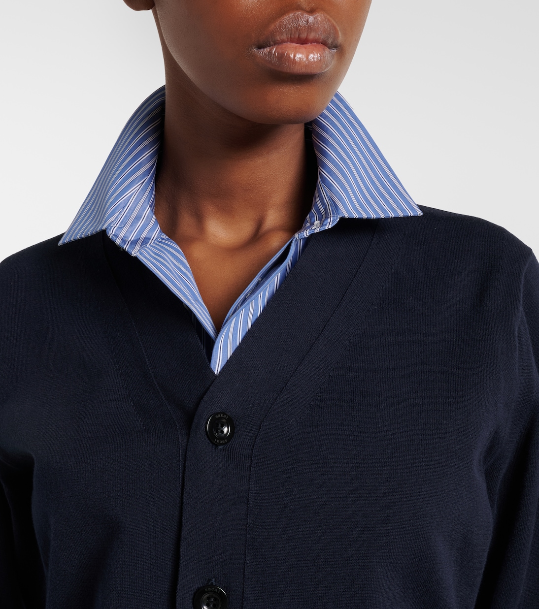 Layered striped cotton cardigan | Sacai