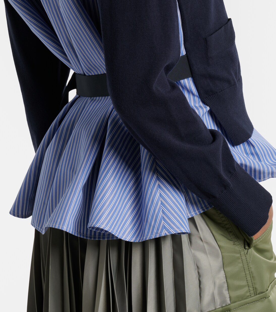 Layered striped cotton cardigan | Sacai