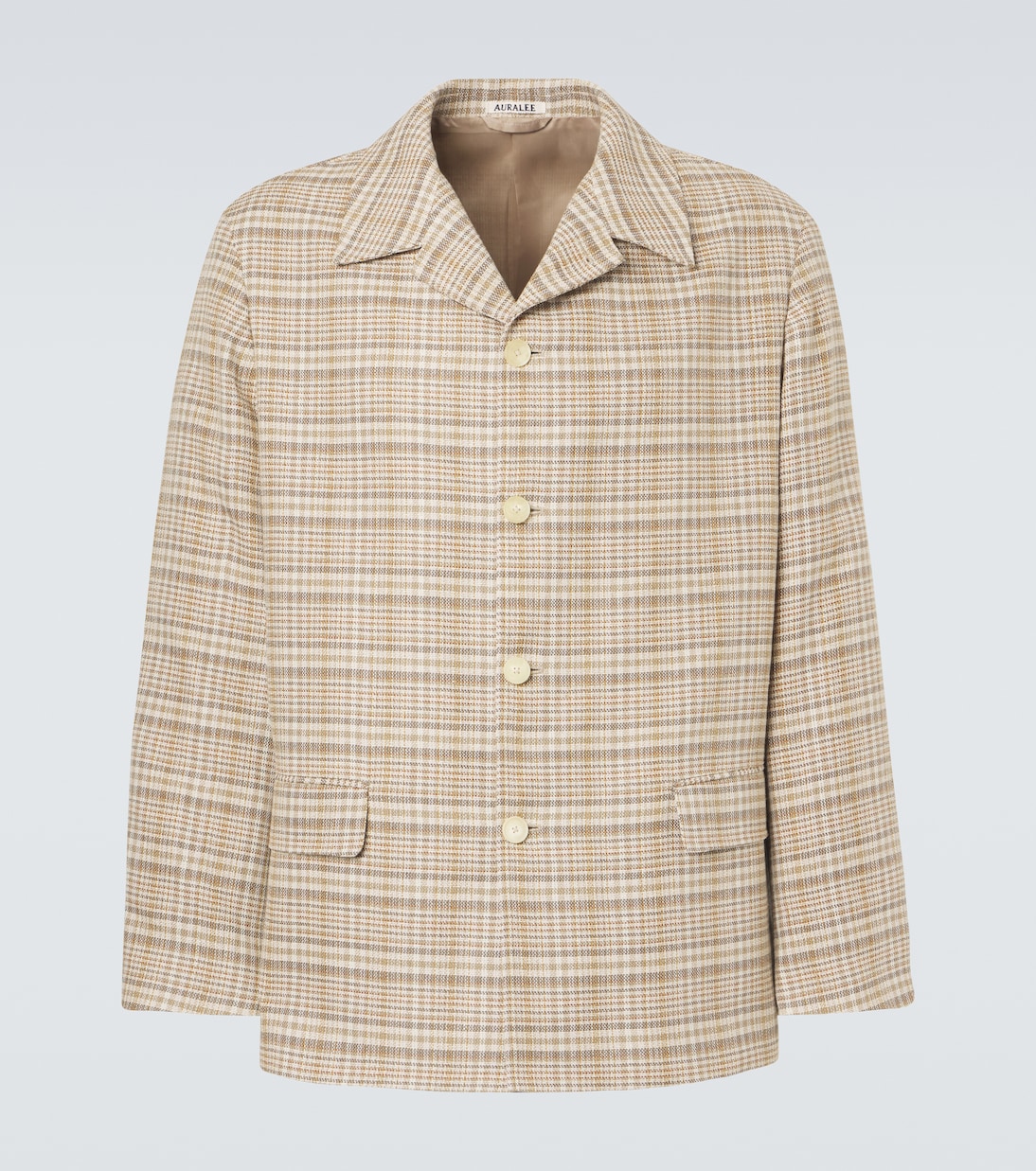 Checked silk and linen tweed jacket | Auralee