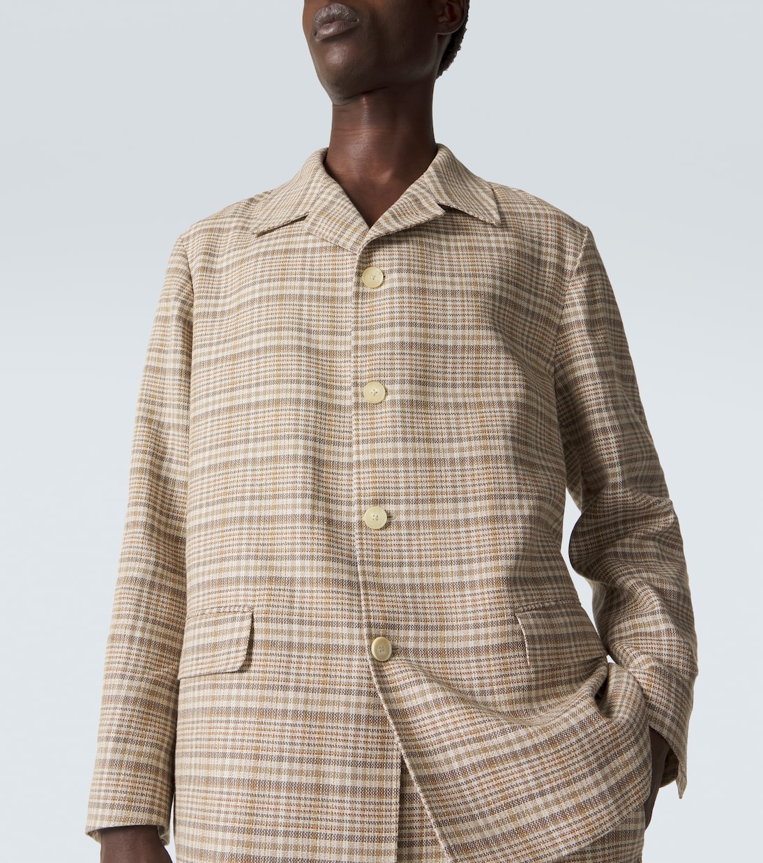 Checked silk and linen tweed jacket | Auralee