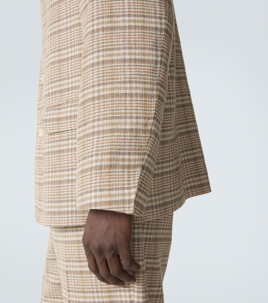 Checked silk and linen tweed jacket | Auralee